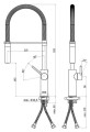 LIGHT Bateria zlewozmywakowa pionowa czarno-czarna LIG179NONO