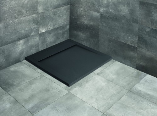 Radaway TEOS C 80x80 antracytowy brodzik kwadratowy z konglomeratu marmurowego HTC8080-64