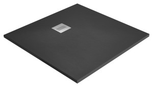 Radaway KYNTOS C 80x80 antracytowy brodzik kwadratowy z konglomeratu marmurowego HKC8080-64