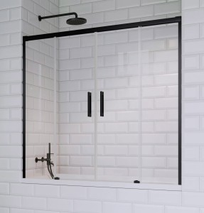 Radaway Idea Black PN DWD 140  zabudowa nawannowa, parawan, drzwi przesuwne podwójne 1400mm, szkło przejrzyste. 10004140-54-01 Dostawa GRATIS ! 