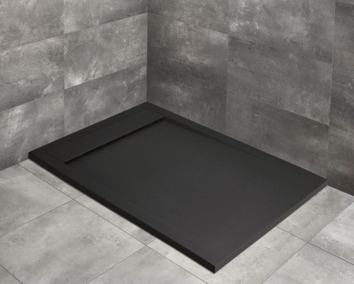 TEOS F BLACK czarny brodzik prostokątny z konglomeratu marmurowego