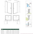 Radaway Nes Black DWJ II drzwi prysznicowe czarne rysunek techniczny