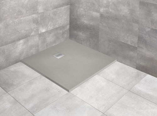 KYNTOS C 100x100 cemento - stalowy brodzik kwadratowy z konglomeratu marmurowego HKC100100-74