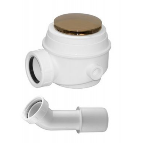 Omnires WB01XGL syfon brodzikowo-wannowy, do brodzików z otworem 50 mm i wanien bez przelewu. Klik-Klak złoty .PNG