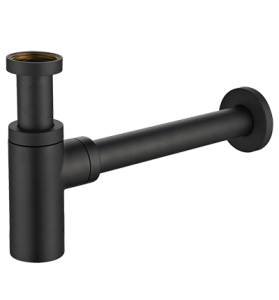 OMNIRES A186BL syfon umywalkowy,  ozdobny, wzór cylindryczny czarny mat