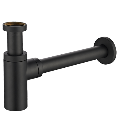 OMNIRES A186BL syfon umywalkowy, ozdobny, wzór cylindryczny czarny mat