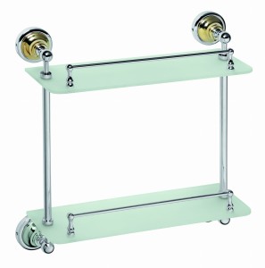 BEMETA 144202128 RETRO złoto/chrom podwójna półka szklana