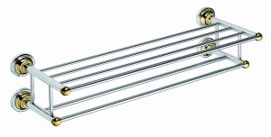 BEMETA 144202258 RETRO złoto/chrom podwójny wieszak na ręczniki