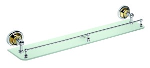 BEMETA 144202268 RETRO złoto/chrom półka szklana z relingiem