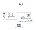 Przyłącze kątowe MODERN 1/2'' / 1/2'' (mosiądz) chrom 4121 rysunek techniczny