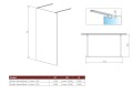 Radaway Modo New Black I Frame kabina Walk-in 140cm 388144-54-58 rysunek techniczny