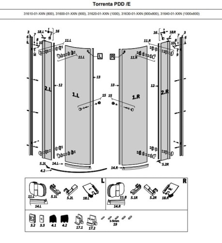 Radaway uszczelka magnetyczna drzwi Torrenta PDD/E, (komplet) 009-106203000 + 009-106203000.jpg