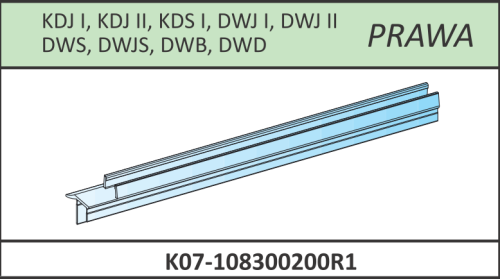 Radaway Uszczelka pozioma do kabiny Arta z listwą progową typ 1 prawa KDJ I, KDJ II, KDS I, DWJ I, DWJ II, DWS, DWJS, DWB, DWD