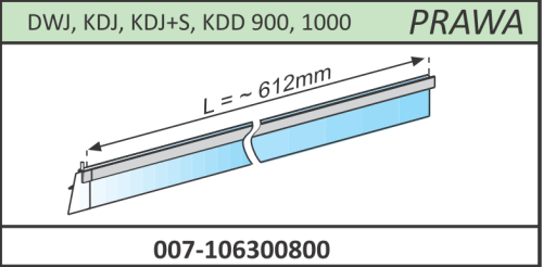 Radaway Uszczelka pozioma prawa do kabin Almatea, Essenza, Carena,Fuenta - DWJ, KDJ, KDJ+S, KDD 900, 1000