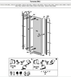 Radaway uszczelka magnetyczna drzwi Torrenta  (KDJ, KDD, DWJ, DWJS), Carena (KDJ, DWJ, DWB) komplet