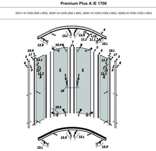 Radaway Uszczelka magnetyczna przejrzysta komplet Premium Plus A/E 1700
