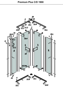 Radaway Uszczelka magnetyczna przejrzysta komplet Premium Plus C/D 1900,  009-106402500+009-106402600