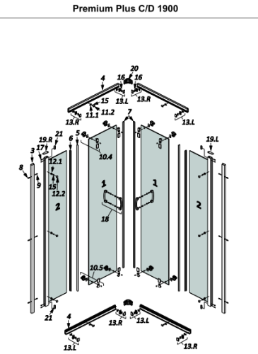 Radaway Uszczelka magnetyczna przejrzysta komplet Premium Plus C/D 1900, DWD 009-106402500+009-106402600