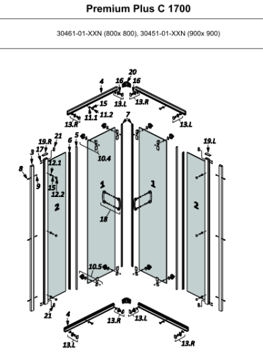Radaway Uszczelka magnetyczna przejrzysta komplet Premium Plus C 1700, 009-10402700+009-10402800