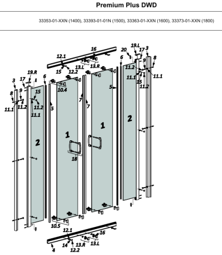 Radaway Uszczelka magnetyczna przejrzysta komplet Premium Plus DWD, 009-106402500