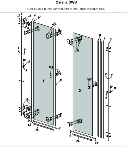 Radaway uszczelka pionowa drzwi Carena DWB 007-106200200