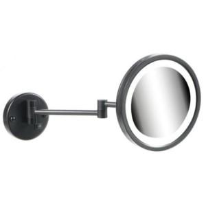 GEESA Lusterko kosmetyczne na podwójnym ramieniu, LED, 3x powiększenie, ø 215 mm, Czarne 911093-06