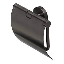 GEESA NEMOX BRUSHED METAL BLACK Wieszak na papier toaletowy z klapką czarny szczotkowany 916508-09.jpg