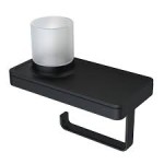 GEESA FRAME COLLECTION Wieszak na papier toaletowy z półką czarna i LED 918889-06-06