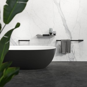 GEESA SHIFT BLACK COLLECTION Wieszak na ręcznik z półką Czarny 919947-06-821