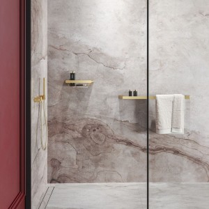 GEESA SHIFT BRUSHED GOLD COLLECTION Wieszak na ręcznik z półką Złoto szczotkowane 919954-07-850