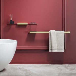 GEESA SHIFT BRUSHED GOLD COLLECTION Wieszak na ręcznik z półką Złoto szczotkowane 919947-07-821