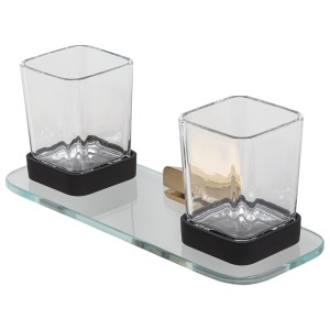 GEESA SHIFT BRUSHED GOLD COLLECTION Szklanka wisząca podwójna z półką szklaną Złoto szczotkowane 919934-07