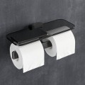 GEESA SHIFT BRUSHED METAL BLACK COLLECTION Wieszak na papier toaletowy podwójny czary metal szczotkowany z półką szklaną czarną 919948-09-66.jpg