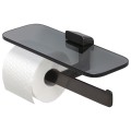 GEESA SHIFT BRUSHED METAL BLACK COLLECTION Wieszak na papier toaletowy podwójny czary metal szczotkowany z półką szklaną czarną 919948-09-66.jpg