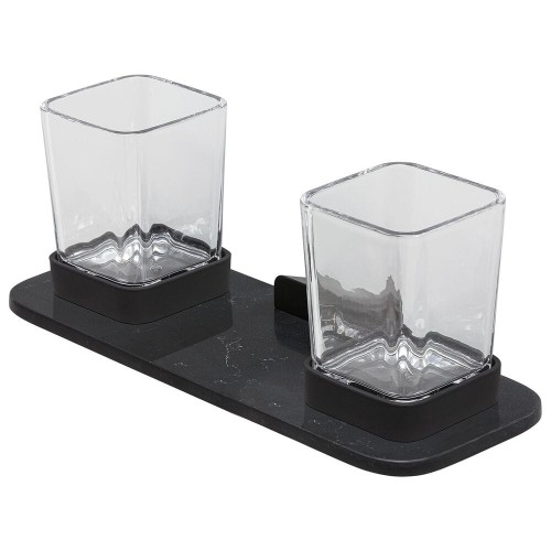 GEESA SHIFT BLACK COLLECTION Szklanka wisząca podwójna z półką czarną efekt czarnego matowego marmuru 919934-06-M6.jpg