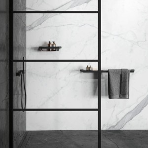 GEESA SHIFT BLACK COLLECTION Wieszak na ręcznik Black with Półka in tranZapasowynt glass
