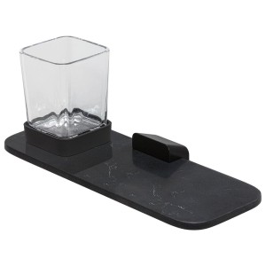 GEESA SHIFT BLACK COLLECTION Szklanka wisząca GEESA z półką czarną, efekt czarnego matowego marmuru 919902-06-M6