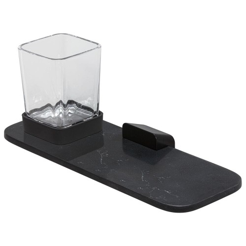 GEESA SHIFT BLACK COLLECTION Szklanka wisząca GEESA z półką czarną, efekt czarnego matowego marmuru 919902-06-M6.jpg