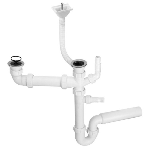 McAlpine HC7+DO2-UR Syfon zlewozmywakowy rurowy podwójny 11/2"X50mm z podłączeniem pralki i zmywarki, przelew.jpeg