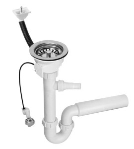 McAlpine HC7+PUFS113DR-CP Syfon zlew.rurowy 3,5"x50mm z podłą.do pralki lub zmywarki, spust z mech.automatycznym, przelew