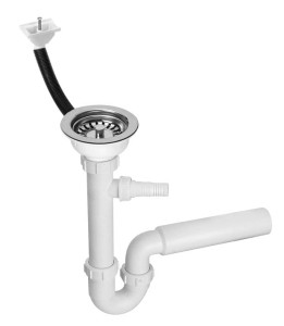 McAlpine HC7+FSW50PDR Syfon zlewozmywakowy rurowy 3,5"x50mm z podłączeniem do pralki lub zmywarki, spust z przelewem