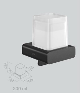 GEESA SHIFT BLACK COLLECTION Dozownik do mydła czarny, szkło mrożone 919916-06