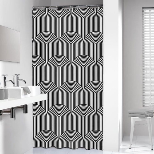 Sealskin Brave Zasłona prysznicowa 180x200 cm PEVA Czarny / Biały 800148.jpg