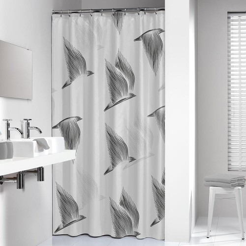 Sealskin Birds Zasłona prysznicowa 180x200 cm 100% Poliester Czarny / Biały 800141.jpg