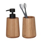 *Sealskin Earth Zestaw: dozownik na mydło 150 ml i kubek na szczoteczkę Dąb 800031