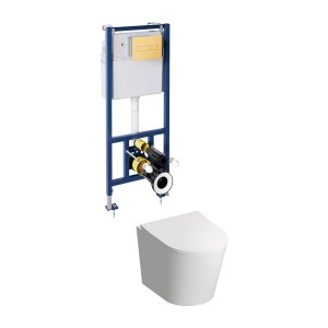 Omnires TAMPASETBPGL TAMPA podtynkowy zestaw WC 4w1, biały połysk/złoty