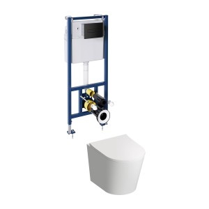 Omnires TAMPASETBPBL TAMPA podtynkowy zestaw WC 4w1, biały połysk/czarny mat