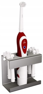 Andex 338SG Uchwyt na szczoteczkę elektryczną i cztery końcówki TECHNIC stal nierdzewna polerowana