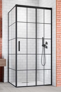 Radaway Idea Black KDJ Factory 160cm + ścianka, kabina prysznicowa, wersja prawa 387046-54-55R 