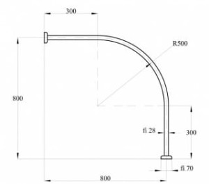 Adah Drążek łukowy symetryczny 80x80 cm fi28 biały